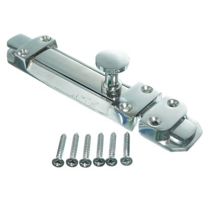 Onestopdiy Chrome Brass 150mm Tower Bolts Door Lock - Security Onestopdiy Chrome Brass 150mm Tower Bolts Door Lock - Security