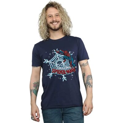 Marvel Herren Spider-Man Navy Blue Slim Fit Weihnachts T-Shirt - T-Shirt Marvel Herren Spider-Man Navy Blue Slim Fit Weihnachts T-Shirt - T-Shirt