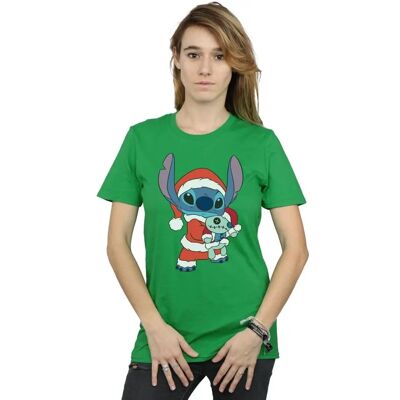 Disney Stitch Kerst Cotton Boyfriend T-Shirt - T-Shirt Disney Stitch Kerst Cotton Boyfriend T-Shirt - T-Shirt