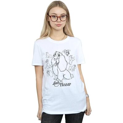 Disney Lady And The Tramp Collage Sketch T-Shirt - Casual Top Disney Lady And The Tramp Collage Sketch T-Shirt - Casual Top
