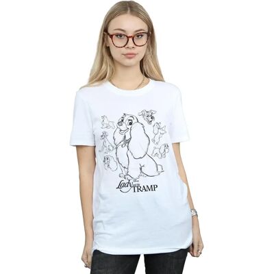 Disney Damen Lady And The Tramp Collage Skizze T-Shirt Disney Damen Lady And The Tramp Collage Skizze T-Shirt