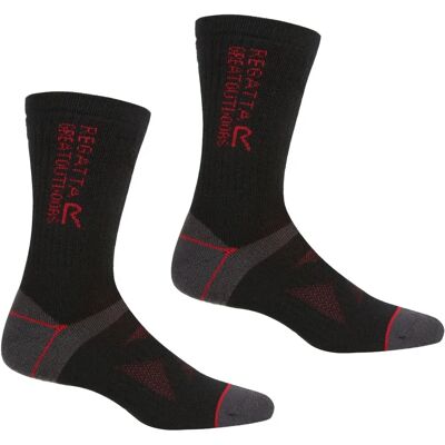 Regatta Wool Hiker Socks - 2 Pack - Black/Dark Red - Outdoor Regatta Wool Hiker Socks - 2 Pack - Black/Dark Red - Outdoor