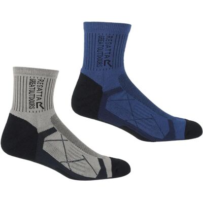 Calze traspiranti da uomo Regatta Dark Steel - Confezione da 2 per outdoor Calze traspiranti da uomo Regatta Dark Steel - Confezione da 2 per outdoor