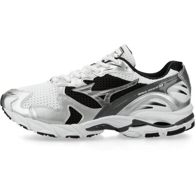 Mizuno Wave Rider 10 Unisexe Blanc Argent Noir Baskets - Publicité Mizuno Wave Rider 10 Unisexe Blanc Argent Noir Baskets - Publicité