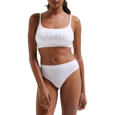 Juicy Couture - Bianco - Bralette con diamanti e slip a gamba alta - Intimo Juicy Couture - Bianco - Bralette con diamanti e slip a gamba alta - Intimo
