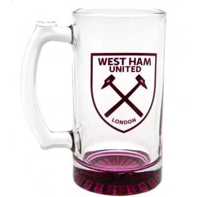 West Ham United FC Crest Glass Tankard - Unisex West Ham United FC Crest Glass Tankard - Unisex