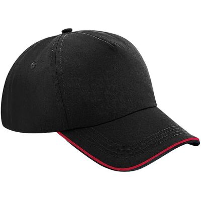 Beechfield Noir/Rouge piped 5 Panel Cap - Cap Beechfield Noir/Rouge piped 5 Panel Cap - Cap