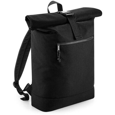 BagBase Recycled Roll-Top Backpack - Unisex Black 20L BagBase Recycled Roll-Top Backpack - Unisex Black 20L