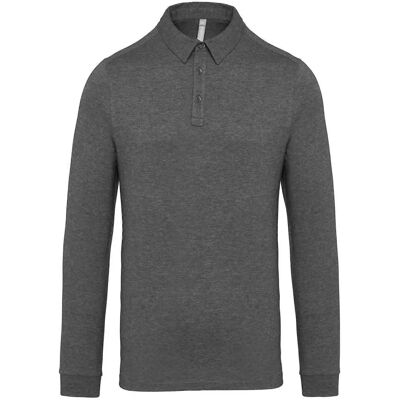 Kariban Men's Grey Heather Long Sleeve Polo Shirt Kariban Men's Grey Heather Long Sleeve Polo Shirt