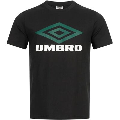 Umbro Grote Logo Katoenen T-Shirt - Zwart/Groen - T-Shirt Umbro Grote Logo Katoenen T-Shirt - Zwart/Groen - T-Shirt