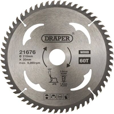 Draper Tools 21676 Kreiselsägeblatt - Holz, 21cm, 60Z Draper Tools 21676 Kreiselsägeblatt - Holz, 21cm, 60Z