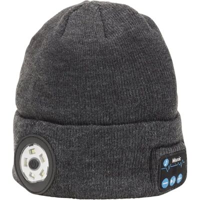 Berretto grigio Draper con torcia LED e cuffie - Wireless, Ricaricabile Berretto grigio Draper con torcia LED e cuffie - Wireless, Ricaricabile