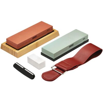 Draper Whetstone Sharpening Stone Set - Non-Slip Base & Angle Guide Draper Whetstone Sharpening Stone Set - Non-Slip Base & Angle Guide