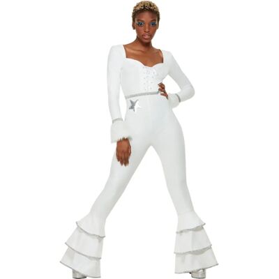 Costume Glam Queen des années 70 d'ABBA - Effet superposé, Paillettes argentées - Publicité Costume Glam Queen des années 70 d'ABBA - Effet superposé, Paillettes argentées - Publicité