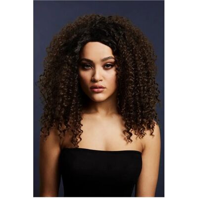 Smiffys Fever Lizzo Wig Dark Brown Big Curls - Fancy Dress Prop Smiffys Fever Lizzo Wig Dark Brown Big Curls - Fancy Dress Prop