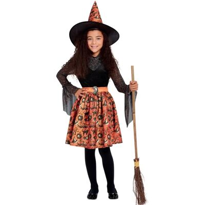Smiffys Jente Vintage Oransje Hekse Kostyme - Halloween Smiffys Jente Vintage Oransje Hekse Kostyme - Halloween