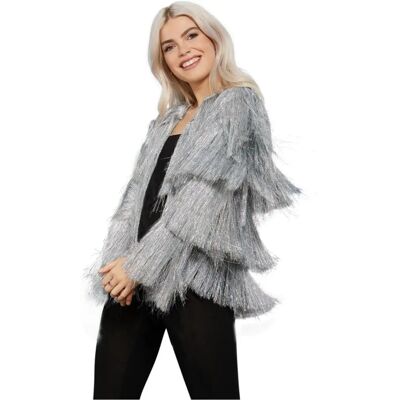 Giacca Festival Tinsel Argento di Smiffys - Accessorio Costumi Giacca Festival Tinsel Argento di Smiffys - Accessorio Costumi