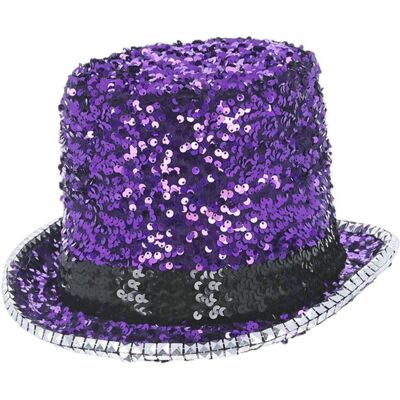 Fever - Chapeau haut-de-forme Deluxe en feutre et sequins - Violet - Top Hat - Publicité Fever - Chapeau haut-de-forme Deluxe en feutre et sequins - Violet - Top Hat - Publicité