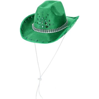 Cappello da Cowboy con Strass Verdi Smiffys 53051 - Accessorio di Costume Cappello da Cowboy con Strass Verdi Smiffys 53051 - Accessorio di Costume