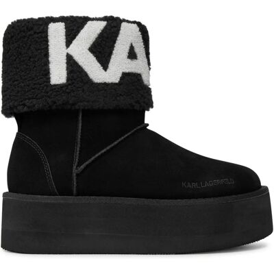 Karl Lagerfeld Lederstiefel - Flacher Absatz & Plateau - Schwarz - Schuhe & Stiefel Karl Lagerfeld Lederstiefel - Flacher Absatz & Plateau - Schwarz - Schuhe & Stiefel