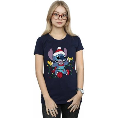 T-Shirt Disney Lilo e Stitch luci di Natale Blu Navy T-Shirt Disney Lilo e Stitch luci di Natale Blu Navy