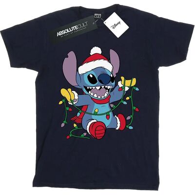 Disney Jongens Lilo En Stitch Kerstverlichting T-Shirt Navy Blauw - T-Shirt Disney Jongens Lilo En Stitch Kerstverlichting T-Shirt Navy Blauw - T-Shirt
