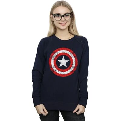 Absolute Cult Marvel Captain America Kratzte Schild Sweatshirt Navy Blau - Sweatshirt Absolute Cult Marvel Captain America Kratzte Schild Sweatshirt Navy Blau - Sweatshirt