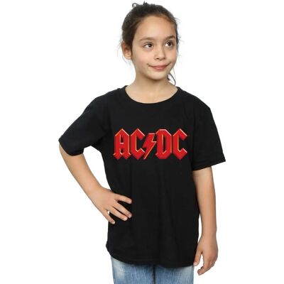 Maglietta Nera Logo Rosso Ragazze AC/DC - T-Shirt Maglietta Nera Logo Rosso Ragazze AC/DC - T-Shirt