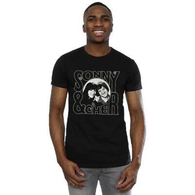 Absolute Cult Sonny & Cher Schwarzes X-Large Herren-Kreisfoto T-Shirt - T-Shirt Absolute Cult Sonny & Cher Schwarzes X-Large Herren-Kreisfoto T-Shirt - T-Shirt