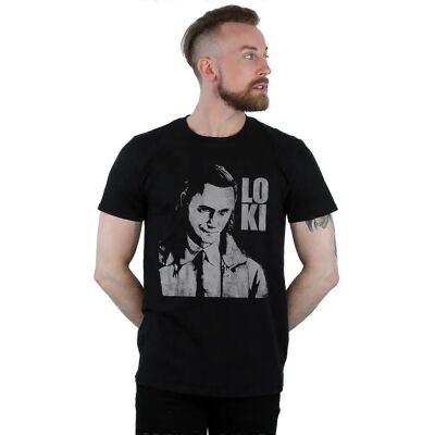 Marvel Loki Kopf Poster T-Shirt - Herren Schwarz Groß Marvel Loki Kopf Poster T-Shirt - Herren Schwarz Groß