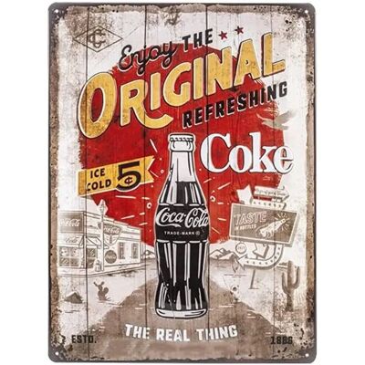 Nostalgic-Art Coca-Cola Metal Sign - 40cm Vintage Decor Nostalgic-Art Coca-Cola Metal Sign - 40cm Vintage Decor