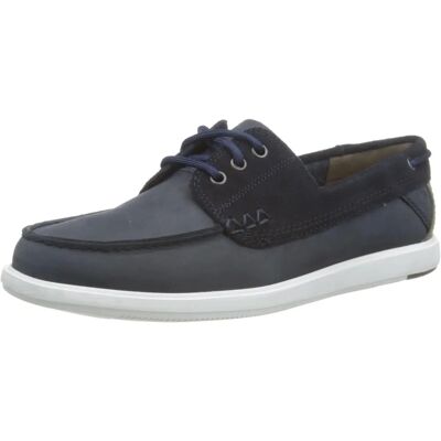 Clarks Bratton Boat Nubuck Shoes - Lightweight EVA Sole - Blue - Shoes Clarks Bratton Boat Nubuck Shoes - Lightweight EVA Sole - Blue - Shoes