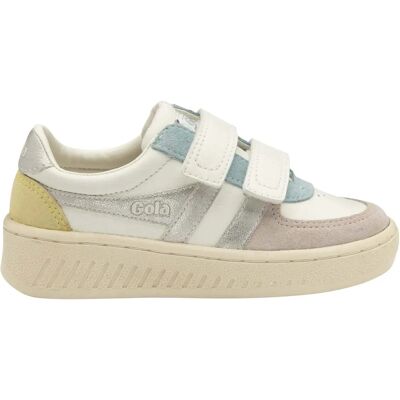 Baskets pour enfants Gola Quadrant Strap - Blanc/fleur/argent - Publicité Baskets pour enfants Gola Quadrant Strap - Blanc/fleur/argent - Publicité