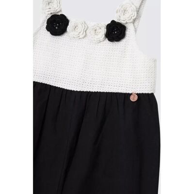 Angel & Rocket Kids' Crochet Linen Jumpsuit - Black/Multi - Children’s Size 9 Angel & Rocket Kids' Crochet Linen Jumpsuit - Black/Multi - Children’s Size 9