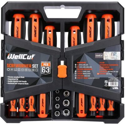 Wellcut Professional Magnetic Screwdriver Set - 63 Pieces Wellcut Professional Magnetic Screwdriver Set - 63 Pieces