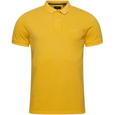 Superdry M1110345A Polo in Cotone Giallo - Casual - Manica Corta - Lavaggio Vintage Superdry M1110345A Polo in Cotone Giallo - Casual - Manica Corta - Lavaggio Vintage