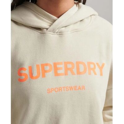 Superdry Dame Core Sport Crop Hoodie Beige - Hættetrøje Superdry Dame Core Sport Crop Hoodie Beige - Hættetrøje