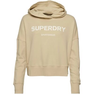Felpa con cappuccio donna Superdry Core Sport Beige - Felpa Felpa con cappuccio donna Superdry Core Sport Beige - Felpa