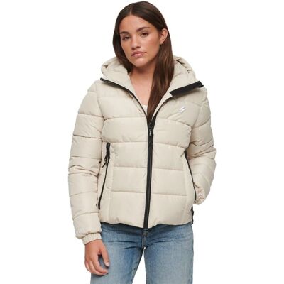 Superdry W5011630A Beigefarbene Steppjacke mit Kapuze - Jacke Superdry W5011630A Beigefarbene Steppjacke mit Kapuze - Jacke