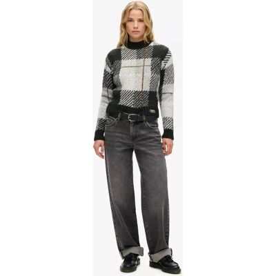 Superdry Schwarzer Quadrat-Rundstrickpullover - Pullover Superdry Schwarzer Quadrat-Rundstrickpullover - Pullover