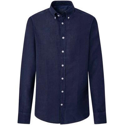 Camicia Hackett HM309743 Navy - Casual, Lino, Classico, Manica lunga Camicia Hackett HM309743 Navy - Casual, Lino, Classico, Manica lunga