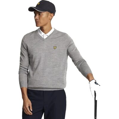 Pull de Golf pour Hommes Lyle & Scott à V - Gris - Taille : 40/Regular - Publicité Pull de Golf pour Hommes Lyle & Scott à V - Gris - Taille : 40/Regular - Publicité