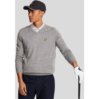 Lyle & Scott Herren Golf V-Ausschnitt Pullover - Grau - Größe: 44/Regular Lyle & Scott Herren Golf V-Ausschnitt Pullover - Grau - Größe: 44/Regular