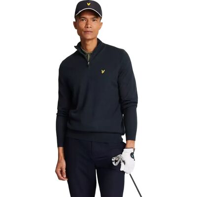 Lyle & Scott Herren Golf 1/4 Zip Merino Pullover - Schwarz - Golfsweater Lyle & Scott Herren Golf 1/4 Zip Merino Pullover - Schwarz - Golfsweater
