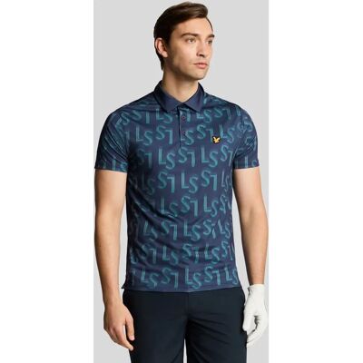 Lyle & Scott Golf LS Poloshirt mit Monogramm-Aufdruck - Blau XL Lyle & Scott Golf LS Poloshirt mit Monogramm-Aufdruck - Blau XL