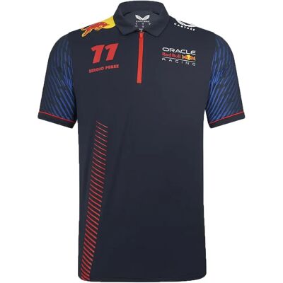 Polo Navy de Sergio Perez de Castore - Équipe F1 - Publicité Polo Navy de Sergio Perez de Castore - Équipe F1 - Publicité