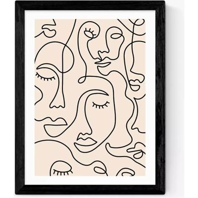 EAST END PRINTS - Single Line Faces - Monochrome - Framed Print EAST END PRINTS - Single Line Faces - Monochrome - Framed Print