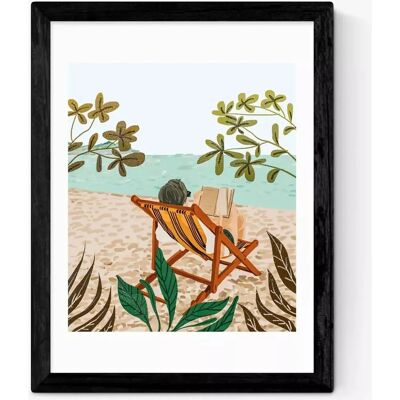 EAST END PRINTS - Vacay Book Club - Obeche - Framed - Print EAST END PRINTS - Vacay Book Club - Obeche - Framed - Print