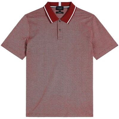 Ted Baker Dunkelrote Mini Jacquard Stitch Polo - Herren Ted Baker Dunkelrote Mini Jacquard Stitch Polo - Herren