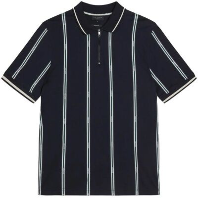 Ted Baker Sisons Marineblauwe Gestreepte Polo - Heren Korte Mouwen Ted Baker Sisons Marineblauwe Gestreepte Polo - Heren Korte Mouwen